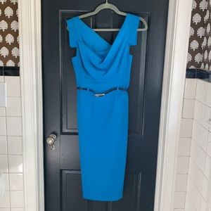 Black Halo classic “Jackie O” dress in ocean blue, size 2.